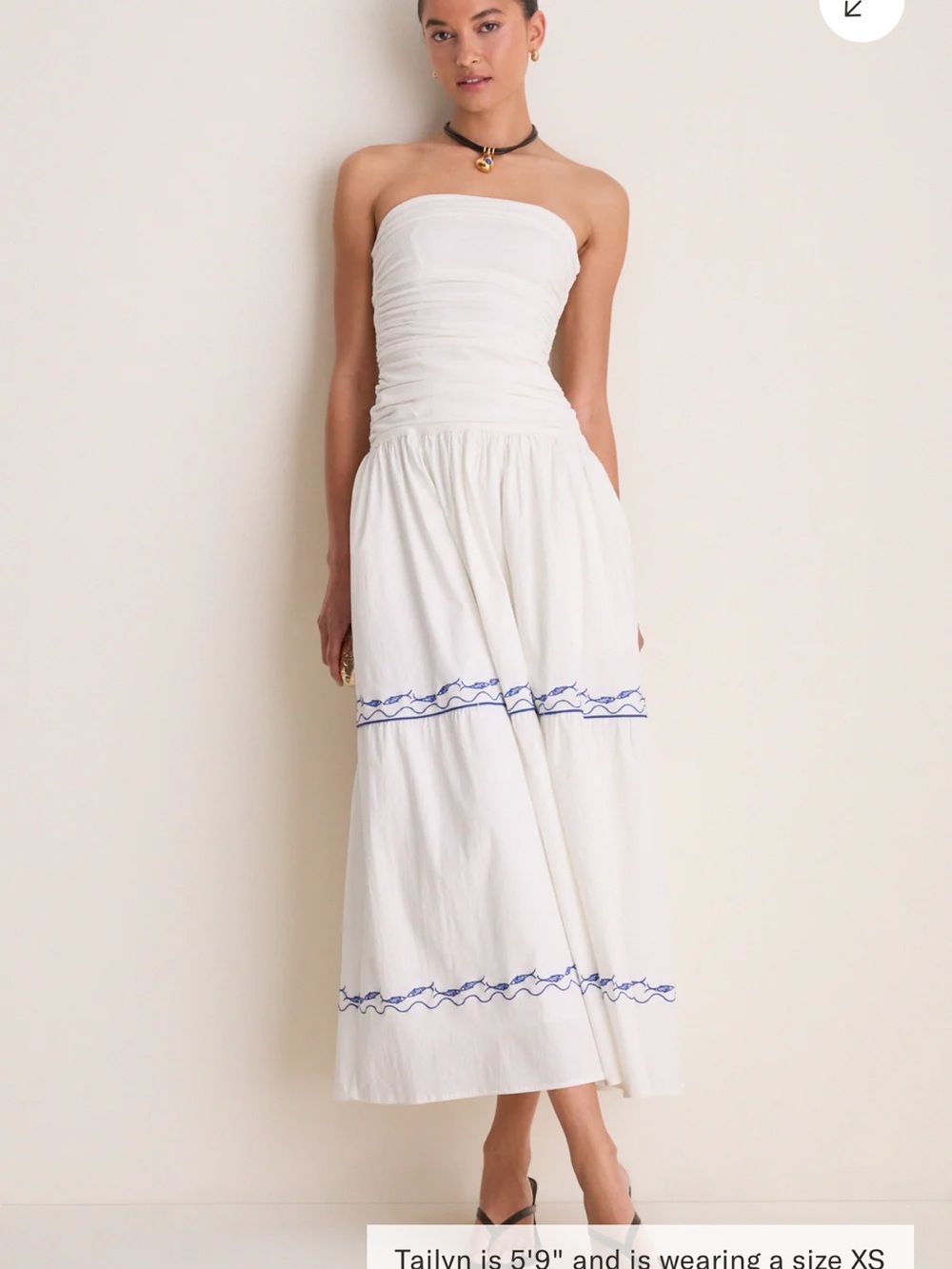 NWT Line and Dot White and Blue Oia Midi Dress